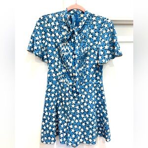 Blue and White Star Print Dress